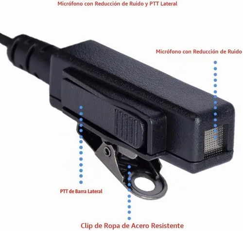 Vista 2 de Auriculares de vigilancia de tubo acústico encubierto de 2 cables Kit de micrófono PTT compatible con Motorola XPR3500e XPR3000 XPR3300 XPR3300e
