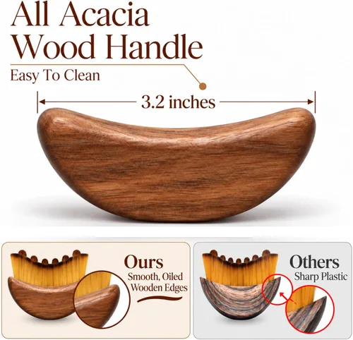 Vista 3 de El cepillo para esculpir el rostro linfático de madera de acacia Maitre Dejuvee permite levantar, esculpir y desintoxicar, antihinchazón. Mejora