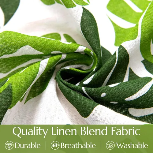 Vista 6 de BROSHAN Cortinas blancas y verdes para dormitorio, cortinas de ventana de hojas de plantas tropicales, 2 paneles de 78 pulgadas de largo, cortinas