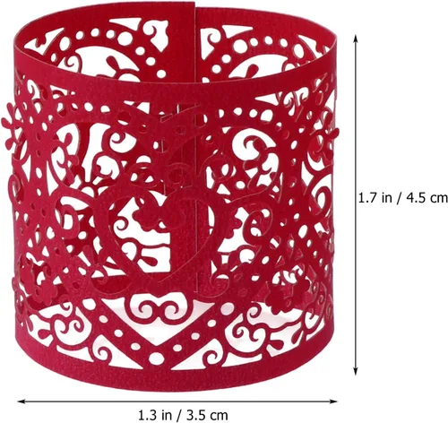 Vista 8 de Uonlytech 50 unidades de portavelas de papel rojo, envolturas votivas para velas votivas, pantallas huecas para batería LED, velas de candelita