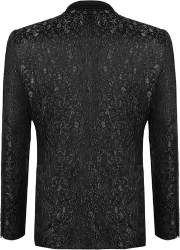 Vista 4 de COOFANDY - Chaqueta de esmoquin elegante para hombre, blazer con diseño floral para fiestas, cenas, bailes de graduación y bodas