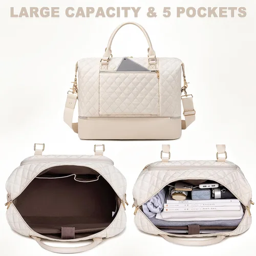 Vista 50 de CAMTOP - Bolsa de viaje de fin de semana para mujer, bolsa de lona con espacio para laptop de15.6 pulgadas