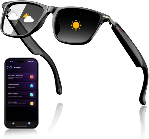 Vista 7 de Lentes inteligentes AI con ChatGPT, lentes Bluetooth, traducción en 129 idiomas, para reproducción de música, llamadas manos libres, impermeable