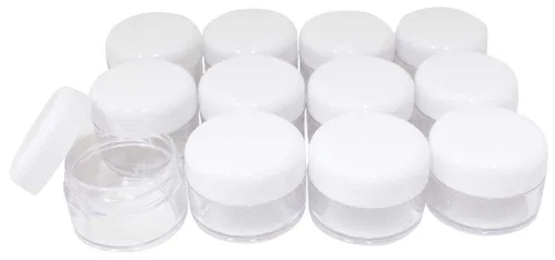 Vista 6 de ToolUSA conjunto de 12 piezas de frascos con tapas color blanco - 0.84 onzas líquidas: tj-18625