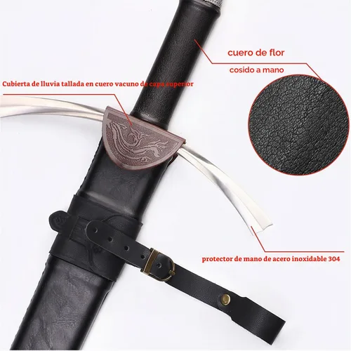 Vista 3 de Espada medieval de acero al manganeso de 48 pulgadas de 65 pulgadas