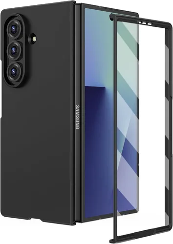 Vista 25 de Ruky Funda para Samsung Galaxy Z Fold 5, cubierta de cuerpo completo con protector de pantalla integrado, soporte de carga inalámbrica de PC duro