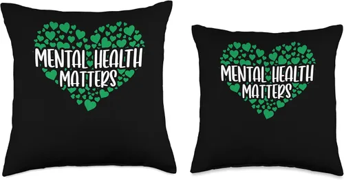 Vista 3 de Green Ribbon Mental Health Awareness Matters Throw Pillow