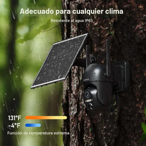 Vista 7 de SEHMUA - Cámara de seguridad celular 4G LTE solar inalámbrica para exteriores, cámara alimentada por energía solar sin WiFi, vista en vivo de 360°