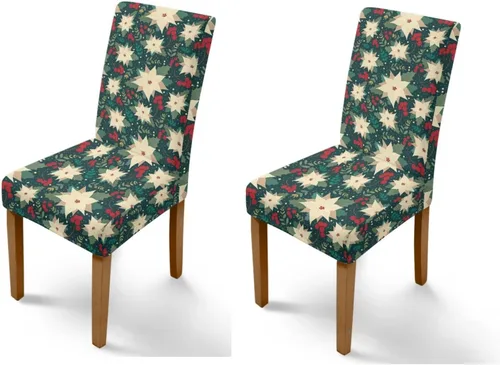 Vista 89 de Rnyleeg Fundas navideñas para sillas de comedor, fundas de asiento de comedor con estampado de campanas brillantes, juego de 1 funda suave y lavable