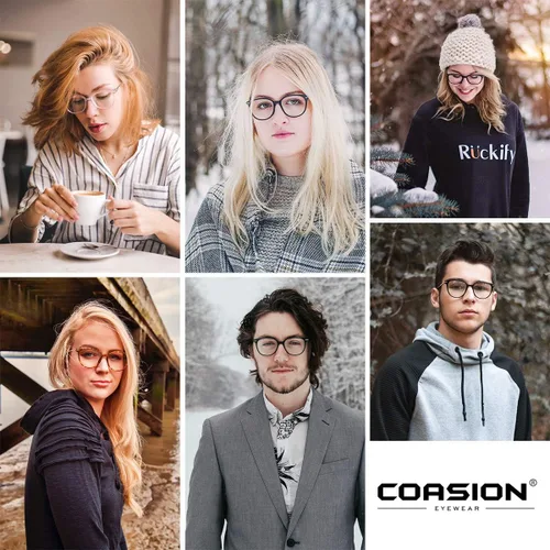 Vista 3 de COASION Lentes de bloqueo de luz azul para mujer, estilo vintage, redondas, antirrayos azules, lentes para juegos de computadora
