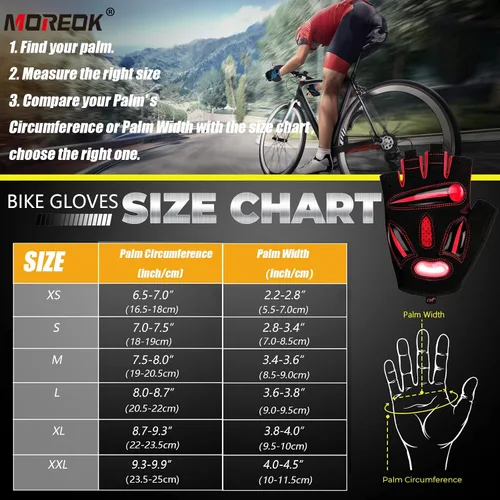 Vista 7 de MOREOK Guantes de ciclismo para hombres y mujeres con almohadilla de gel de 0.197 in - Bicicleta de carretera MTB, ciclismo, entrenamiento