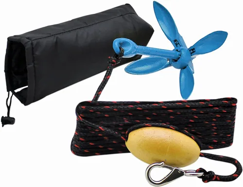 Vista 2 de XIALUO Kit de anclaje de kayak plegable portátil (1.5 libras) con cuerda marina de 30 pies