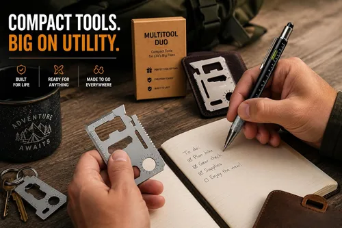 Vista 9 de Regalos para hombres: bolígrafo multiherramienta 6 en 1 y juego de herramientas para tarjetas 11 en 1, accesorios geniales para hombres, regalos