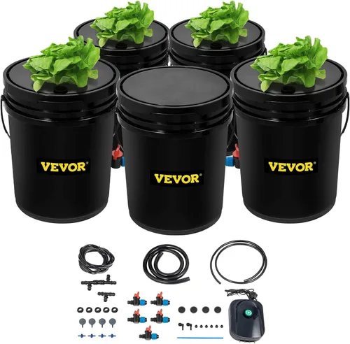 Vista 12 de VEVOR Sistema de Cultivo Hidropónico DWC, Sistema de Cultivo Hidropónico con Kit de Goteo Superior, Cultura de Agua Profunda de 5 Galones con Bomba