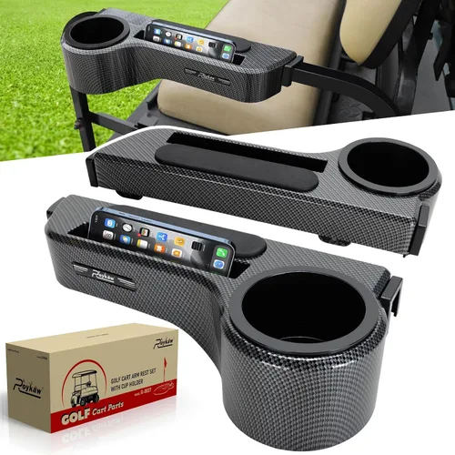 Vista 9 de Roykaw Reposabrazos de carrito de golf con soporte para tazas/reposabrazos de asiento trasero apto para EZGO/Club Car/Yamaha y la mayoría