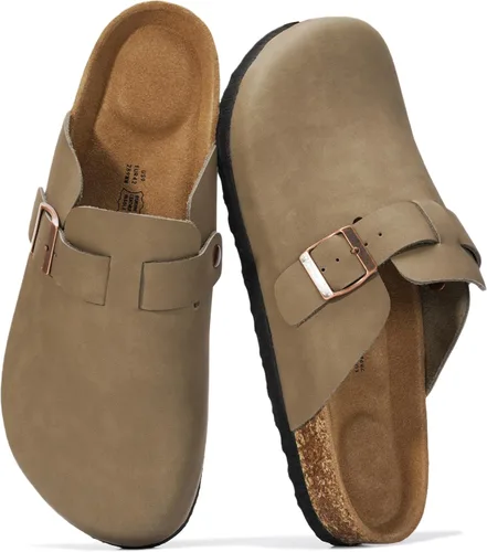 Vista 21 de Zuecos de cuero genuino 100% de grano completo para hombres - Zapatos de Negro
