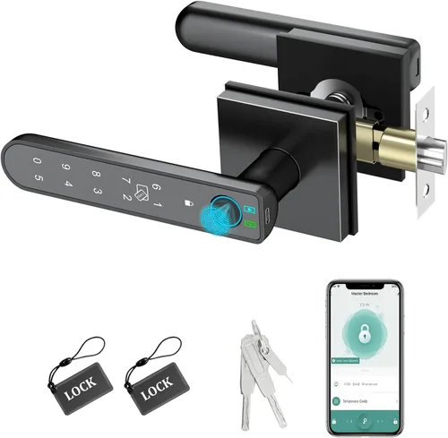 Vista 9 de Foxgard - Cerradura inteligente de huellas dactilares para puerta: Perilla de puerta biométrica de 5 en 1 con impresión digital - Perilla de puerta