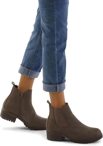 Vista 2 de mysoft Chelsea - Botines para mujer, con cremallera lateral, tacón bajo, con suela de lengüeta, botas cortas