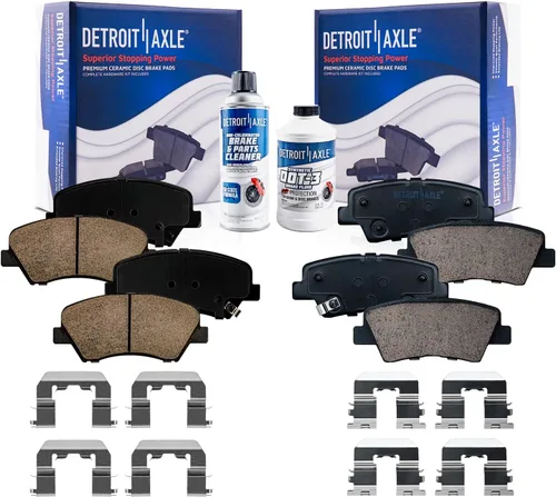 Vista 136 de Detroit Axle - Pastillas de freno para Ford F-150 99-03, 02 Lincoln Blackwood, Pastillas de freno de cerámica delanteras y traseras con repuesto