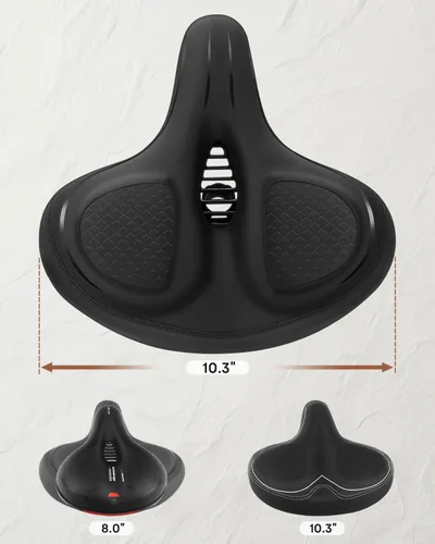 Vista 4 de Asiento de bicicleta de gran tamaño, asiento de bicicleta ancho para comodidad de mujeres y hombres, sillín de bicicleta universal impermeable