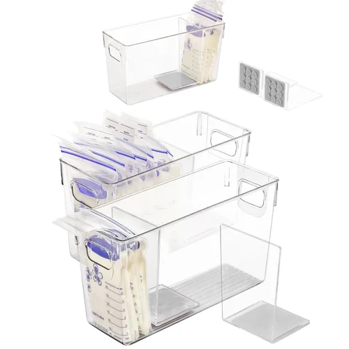 Vista 9 de Recipiente de almacenamiento de leche materna con tablas separadoras en forma de L, los divisores aplanarán las bolsas de leche materna de pie