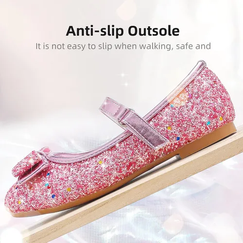 Vista 6 de Parrosoo Zapatos de vestir para niñas, zapatos Mary Jane, zapatos de ballet, zapatos de tacón bajo para niña, escuela, princesa, zapatos de boda