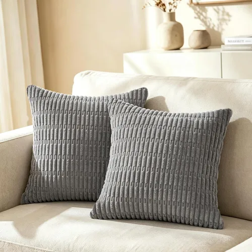 Vista 39 de CaliTime Fundas de Almohada Decorativas Paquete de 2 Cómodas de Pana Acanalada a Rayas Waffle Fundas de Cojines Decorativos para Sofá Cama
