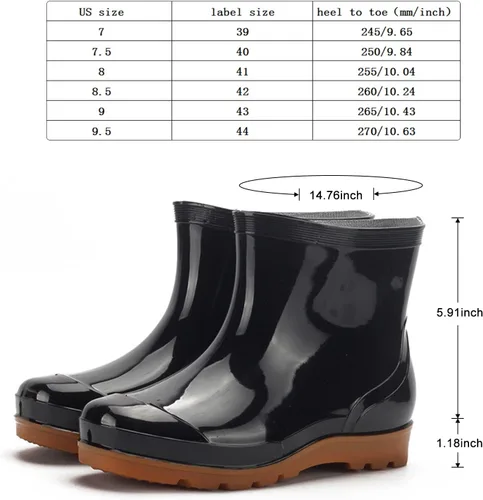 Vista 5 de Botas de lluvia para hombre, resistentes y antideslizantes, antideslizantes, de plástico, de cemento, botas de lluvia de tobillo