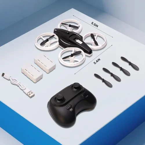Vista 7 de Mini dron de juguete para niños, dron controlado a distancia, cuadricóptero con retención de altitud y modo sin cabeza, protección completa