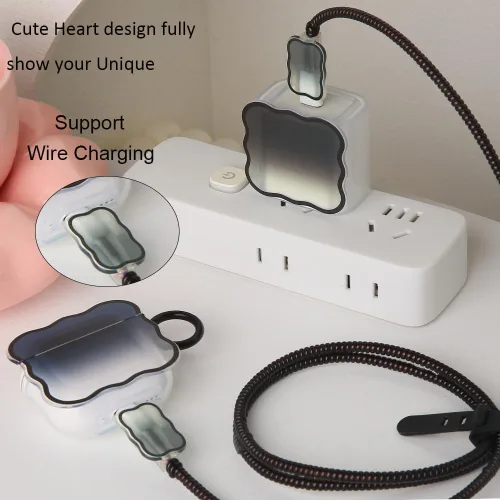 Vista 4 de Funda compatible con Apple AirPods Pro de 2 generación 2022, bonito diseño de ondas, a prueba de golpes, suave y transparente, protector AirPods