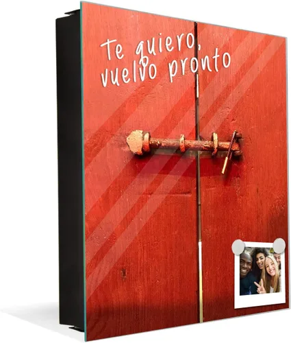 Vista 5 de Concept Crystal Gabinete decorativo de almacenamiento de llaves con tablero blanco de vidrio K10A: pestillo antiguo sin entrada