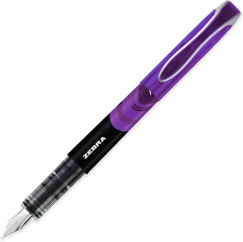 Vista 2 de Zebra Fuente - Pluma estilográfica desechable, punta fina de 0.039 in, 0.024 in de ancho de línea, tinta violeta, paquete de 10