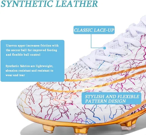 Vista 5 de Zapatos de fútbol para hombre FGAG con cordones, zapatos de fútbol para adultos, atléticos al aire libre, firmes, para césped