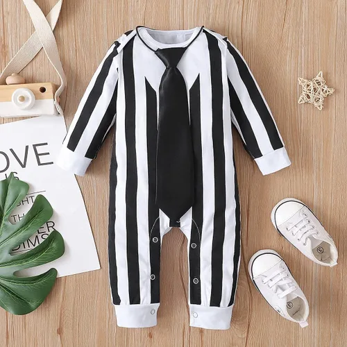 Vista 6 de Traje de Halloween para bebé niño recién nacido a rayas mameluco