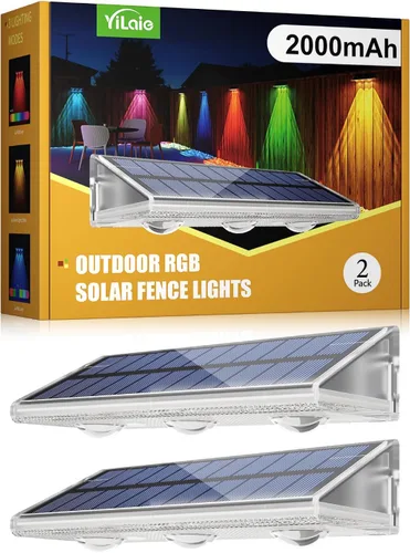 Vista 11 de YiLaie - Luces solares para valla al aire libre, IP67 impermeable, 16-25H 3000 K/6500 K/4500 K