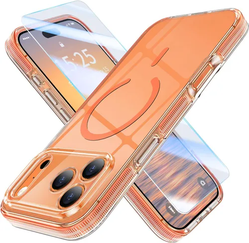 Vista 21 de MILPROX Compatible con iPhone 16 Pro Funda – con protector de pantalla – Compatible con MagSafe – Diseño magnético claro transparente – Que no se
