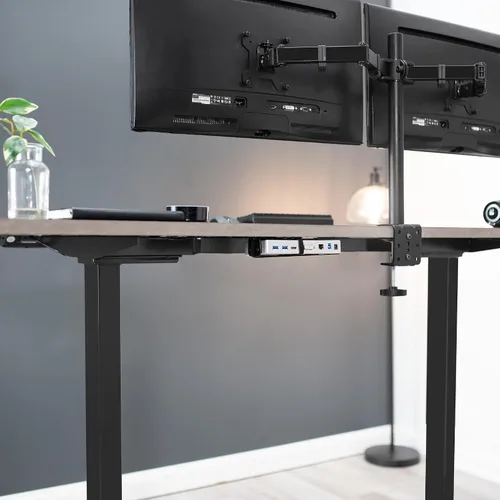 Vista 8 de VIVO Soporte de estación de acoplamiento universal para estación de trabajo, montaje VESA detrás del monitor, instalación debajo del escritorio