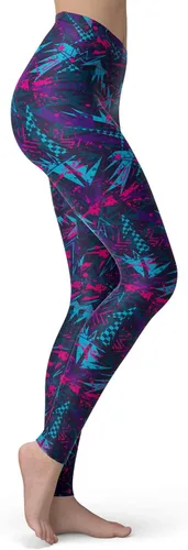 Vista 5 de sissycos - Leggings para mujer de los años 80 con estampado neón salpicado artístico, suaves como la seda y elásticas Splash abstracto