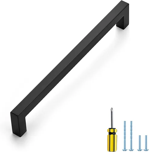 Vista 24 de Ravinte Paquete de 5 tiradores cuadrados de gabinete de 2-1/2 pulgadas, manijas negras para gabinetes de cocina, accesorios de cocina negros mate