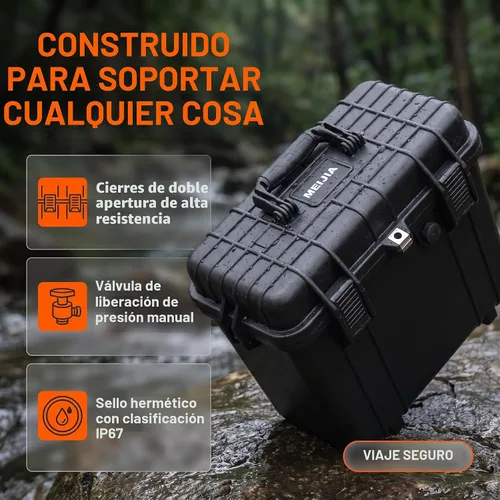 Vista 2 de MEIJIA Funda rígida impermeable para cámara para todo tipo de clima con espuma de ajuste personalizado incluida, elegante negro, apto para drones