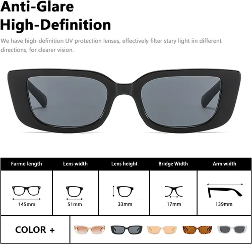 Vista 3 de Gafas de sol cuadradas para mujeres y hombres, gafas de sol retro UV400 AM019