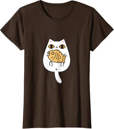 Vista 15 de Lindo gato playera Taiyaki y gato camisa Blanco