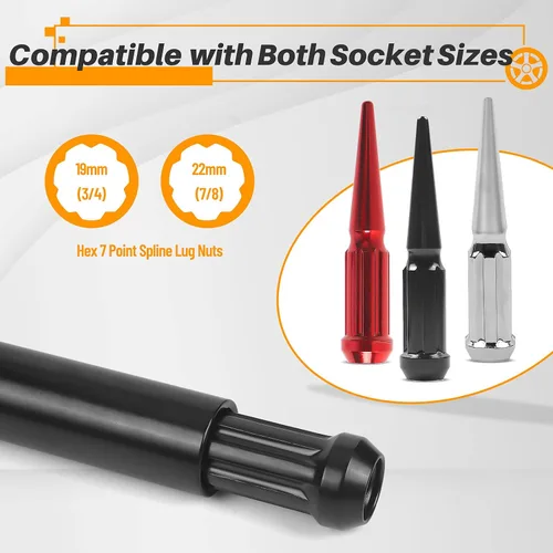 Vista 4 de MIKKUPPA Tuercas de lengüeta con 7 espigas sólidas con llave de hexágono de 19mm, herramienta de reemplazo universal con llave de tuerca de lengüeta