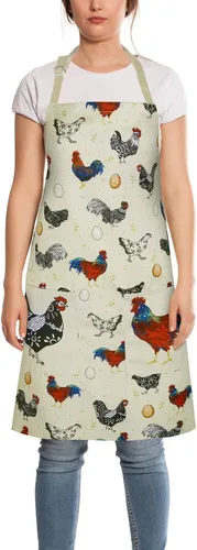Vista 2 de RosieLily Delantal de gallo lindo delantal de pollo para mujer, color beige con bolsillos para cocinar, hornear, jardinería, regalos