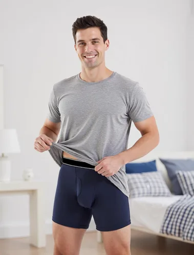 Vista 7 de Ropa interior lavable para incontinencia para hombre, calzoncillos bóxer de algodón, 3.4 fl oz de absorción, ropa interior a prueba de fugas