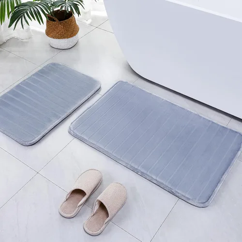 Vista 41 de SWEMSTAR Alfombra de baño de espuma viscoelástica con alfombra de inodoro, tapete de baño absorbente de agua para suelo de baño, antideslizante