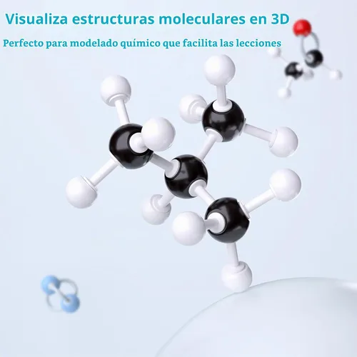 Vista 4 de Kit de modelo molecular, juego de 124 piezas de química molecular orgánica, kit de modelo de elementos atómicos para lecciones de química, kit