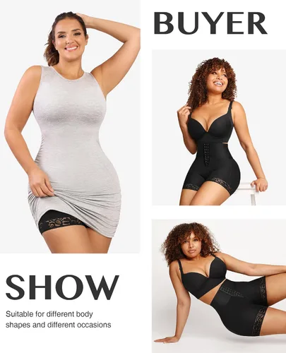 Vista 5 de FeelinGirl Shapewear - Pantalones cortos moldeadores de abdomen con ribete de encaje