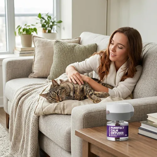 Vista 4 de Recambio de difusor calmante para gatos Tecnología de feromonas calmante 24/7 para felinos y hogares de varios gatos Efecto de larga duración