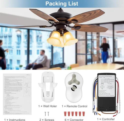 Vista 7 de Kit de control remoto universal para ventilador de techo regulable Repuesto para Hunter Hampton Bay Harbor Breeze, compatible con Hunter 99122